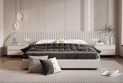 现代双人床3D模型下载